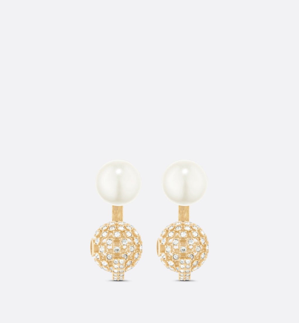 Dior Tribales White Resin Pearls 18K Gold Earrings