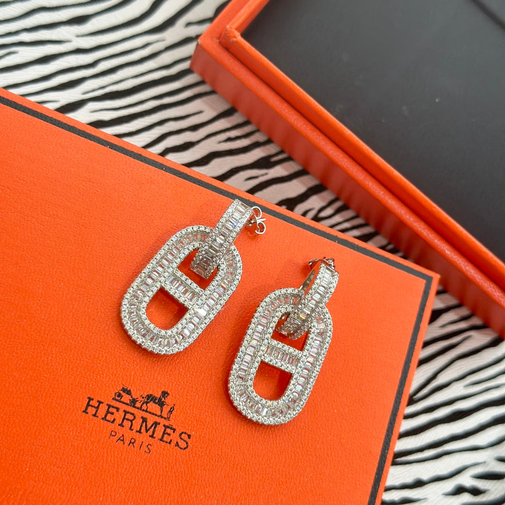 Hermes Diamonds 18K Gold Earrings